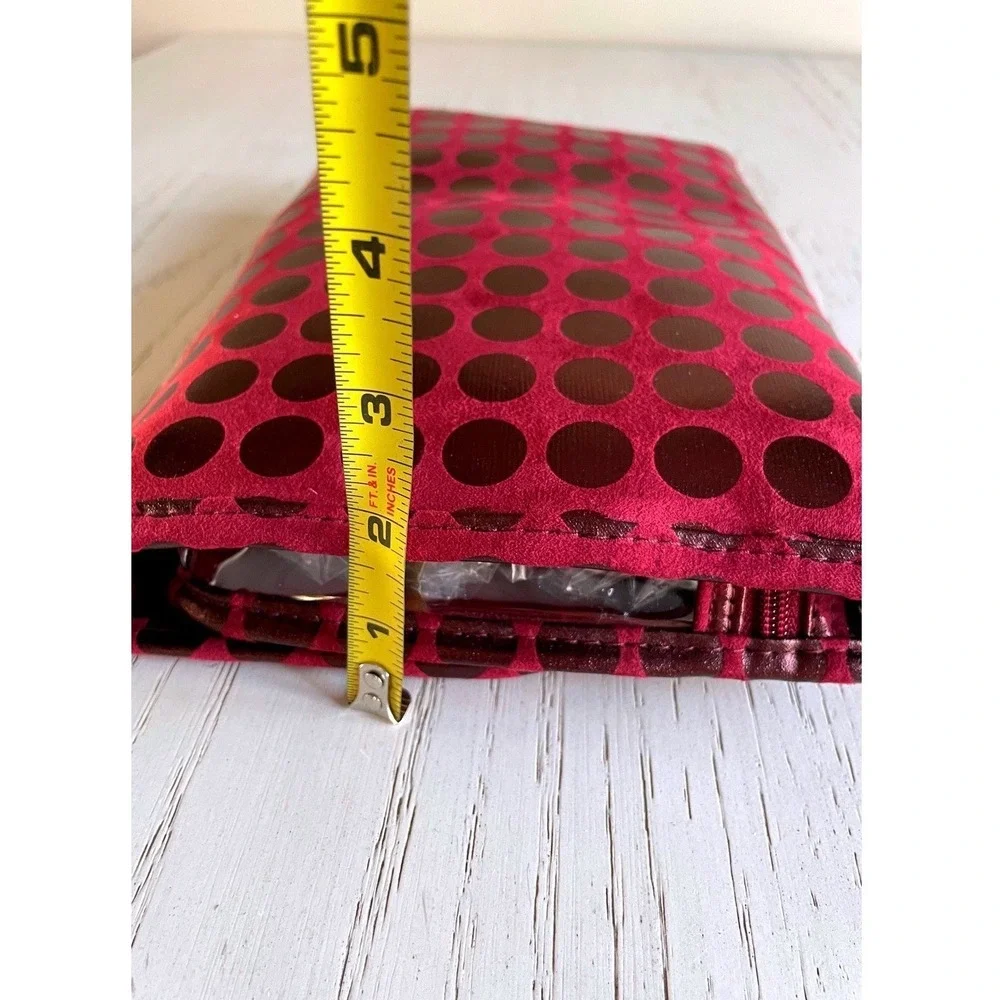 Tartan Twine Red Polka Dot Travel Jewelry Organizer Roll Bag Clutch Pouch NEW‎